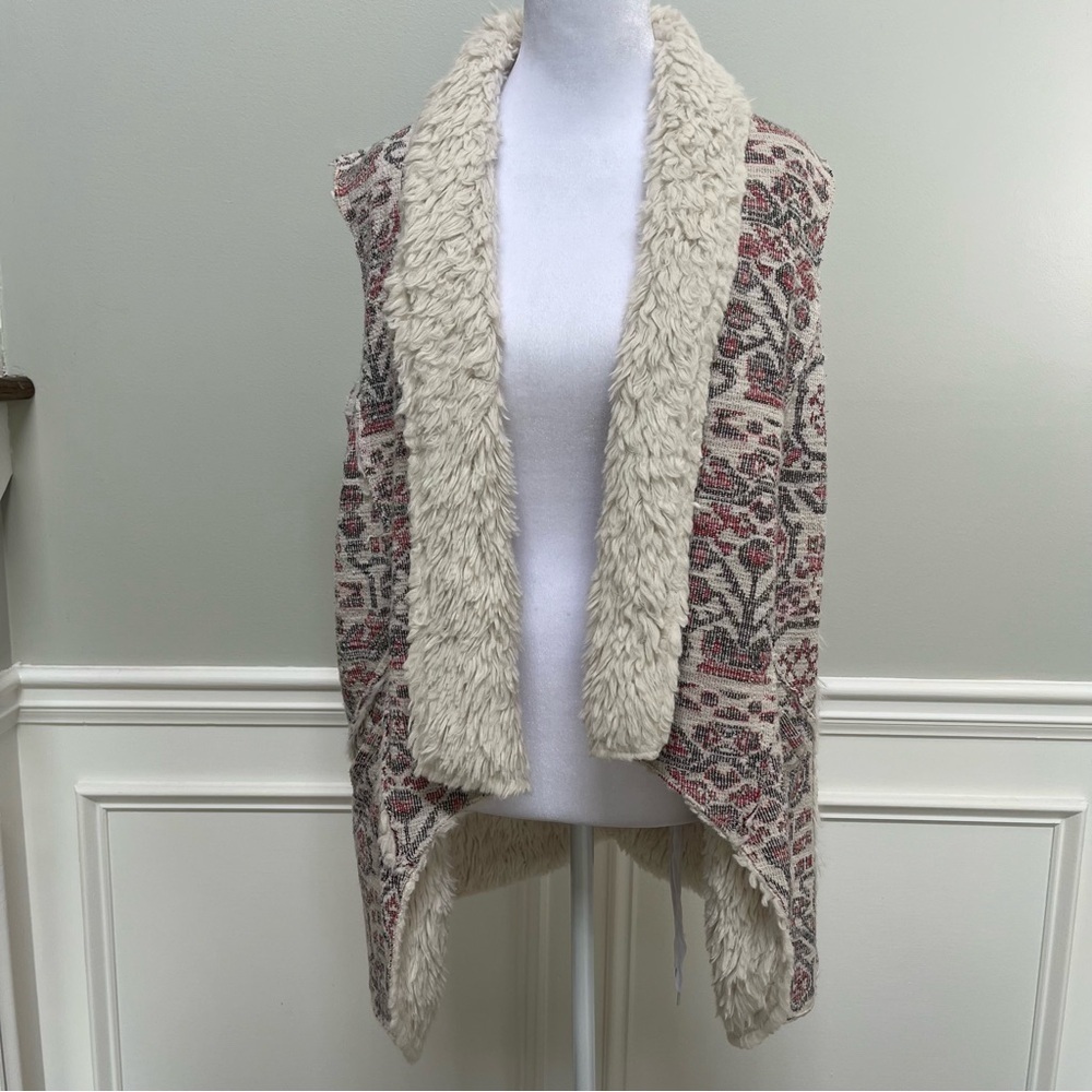 Anthropologie Hei Hei Cream Faux Fur Vest XS/S